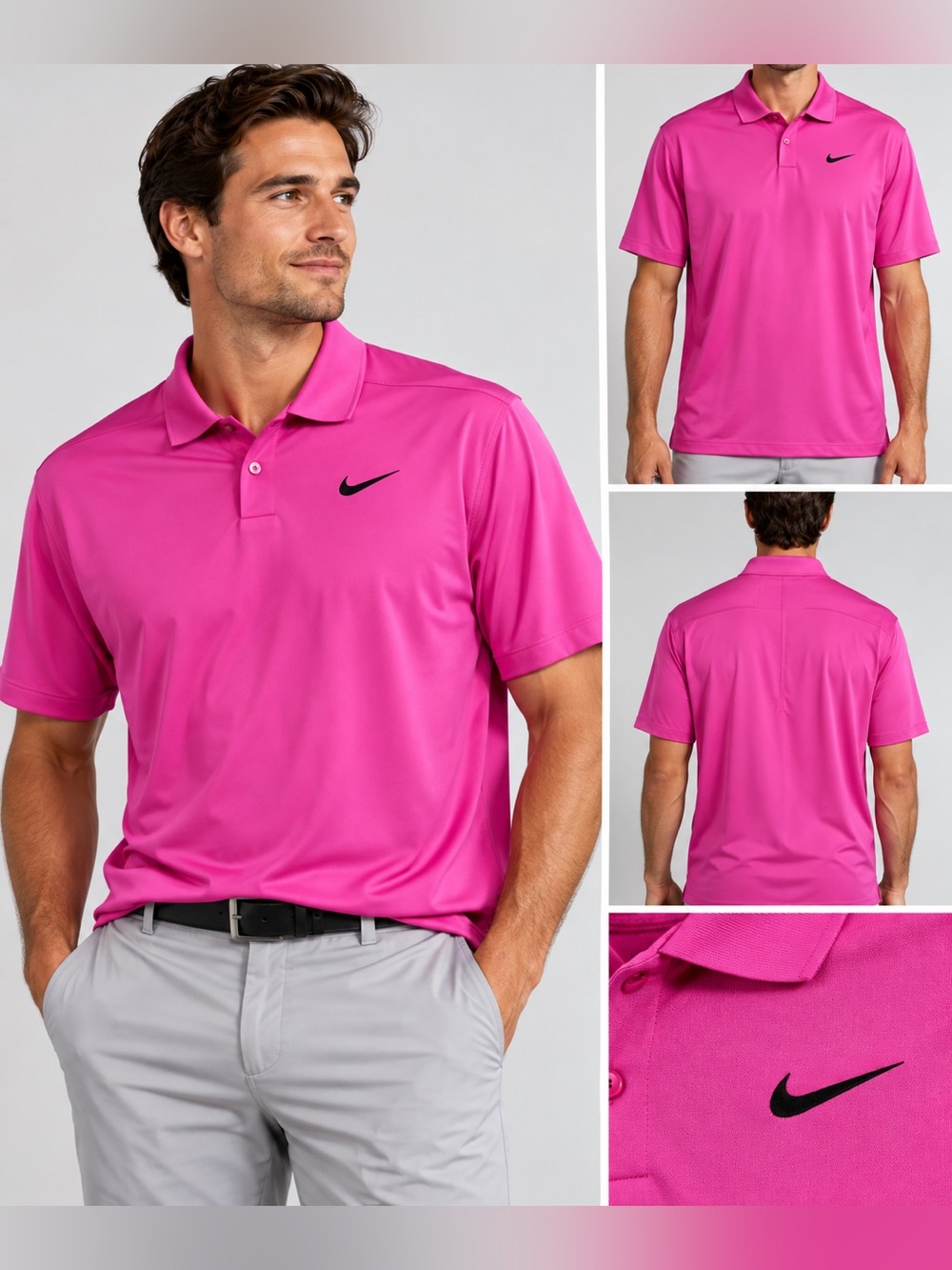 Nike Golf Dri-FIT Polo Men XL Pink Breast Cancer Awareness Golf Shirt